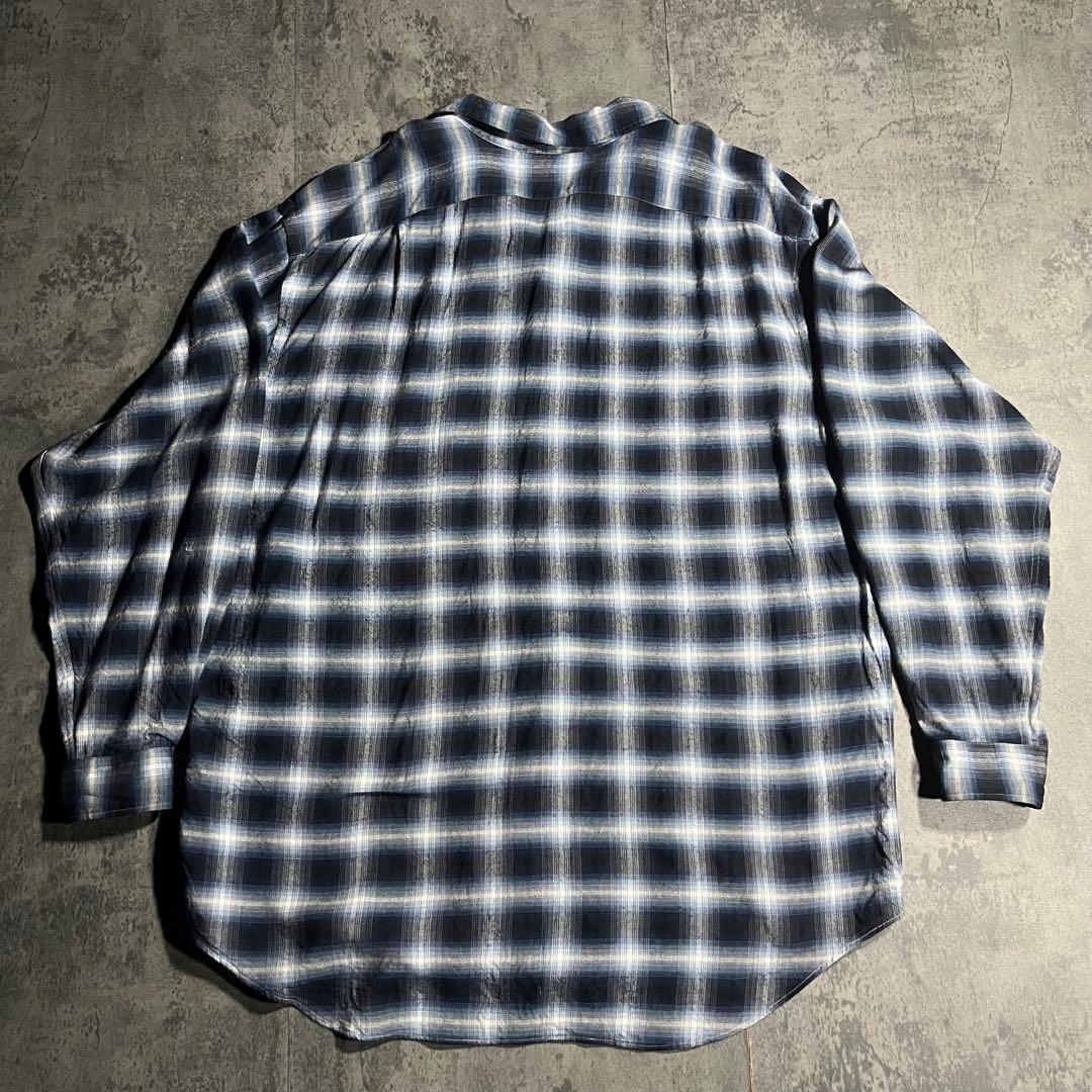 RRL ☆ 三ツ星 ☆ オンブレ チェック vintage シャツ 長袖 青 白