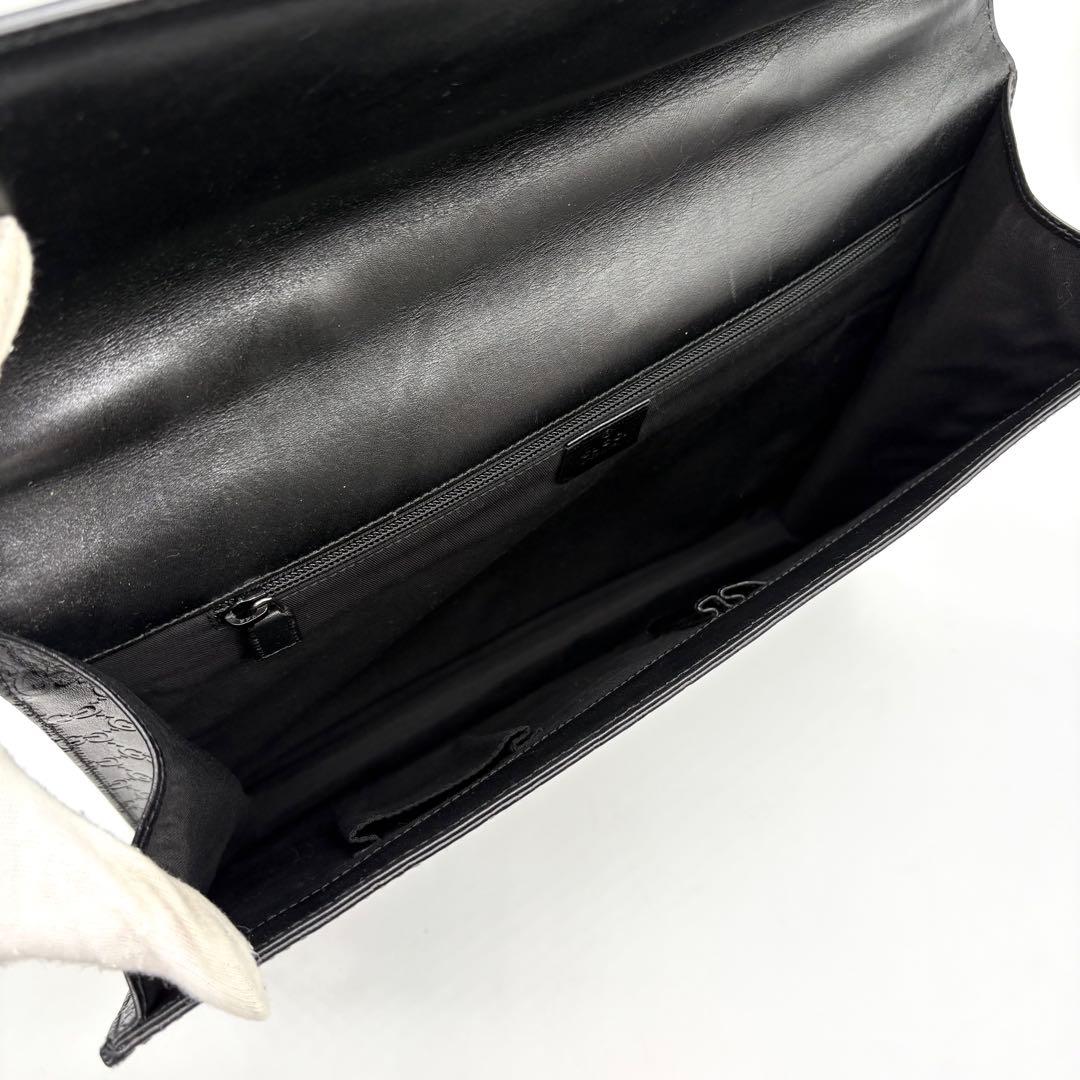 【極美品】GUCCI グッチ シマレザー GG ビジネスバッグ A4 ブラック
