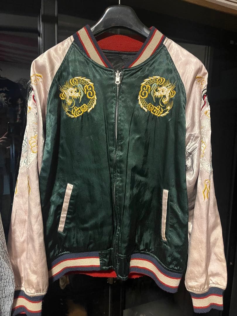 【希少】HOUSTON ヒューストン リバース スカジャン レーヨン混 Lサイズ