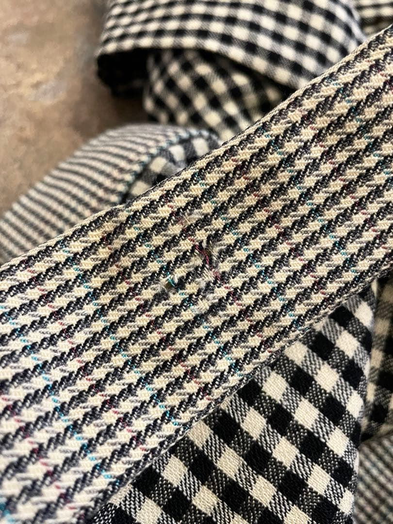 40s Vintage ウールオープンカラー クレイジーチェック ウール シャツ