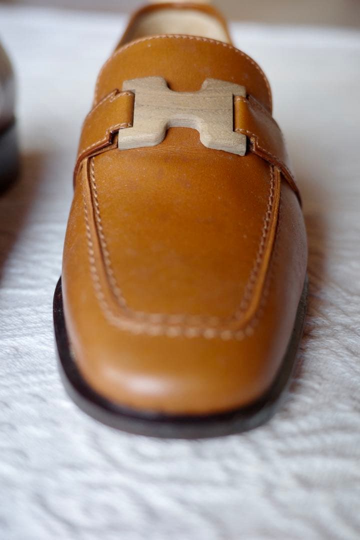 【正規品・極美品】 HERMES ローファー 36.5 木製Hバックル 箱付き