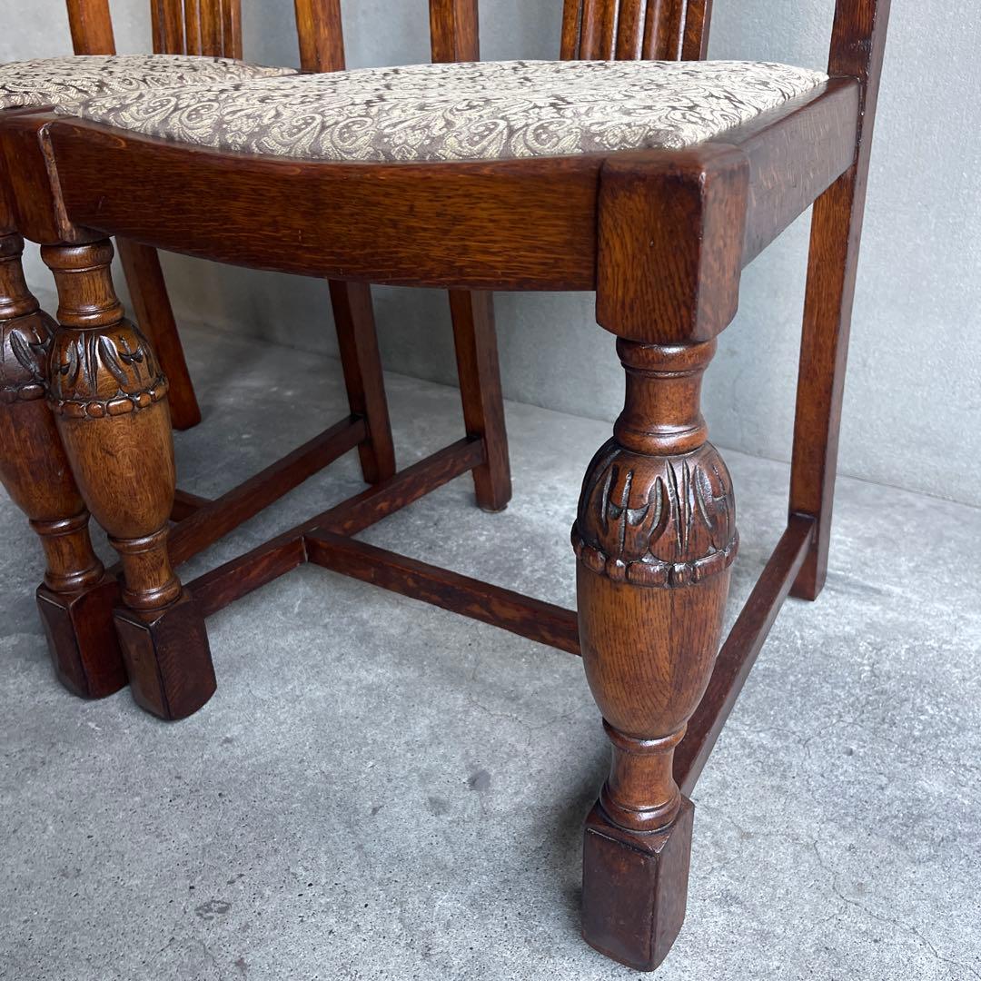 英国製 ダイニングチェア オールド アンティーク　オーク材　2脚セット