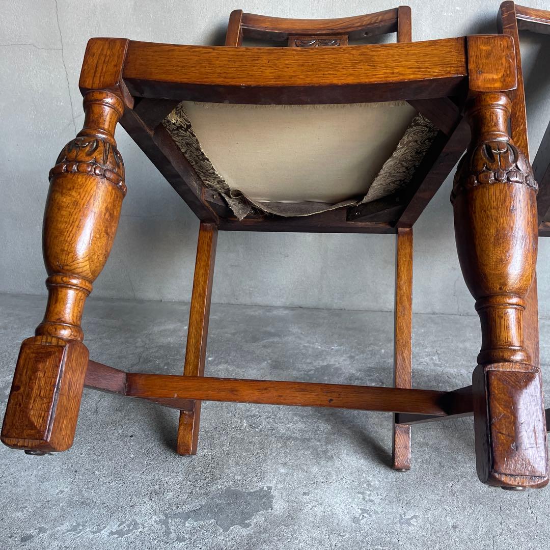 英国製 ダイニングチェア オールド アンティーク　オーク材　2脚セット