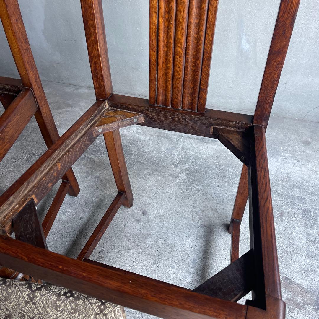 英国製 ダイニングチェア オールド アンティーク　オーク材　2脚セット