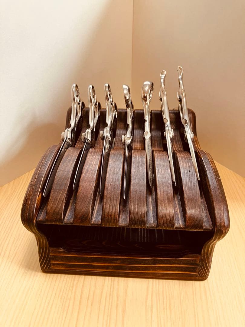 木製シザートレイ　シザートレー　シザースタンド　ハサミ皿　Aタイプ