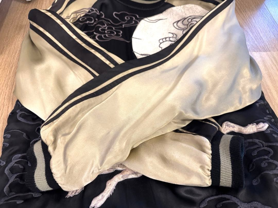 花旅楽団　刺繍　リバーシブル　スカジャン　月に兎　蓮に金魚　Lサイズ