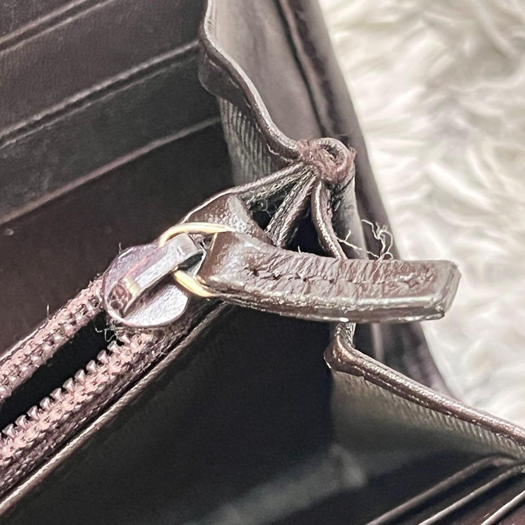 良品✨GUCCI シマ　インターロッキング　ダークブラウン　長財布　メンズ