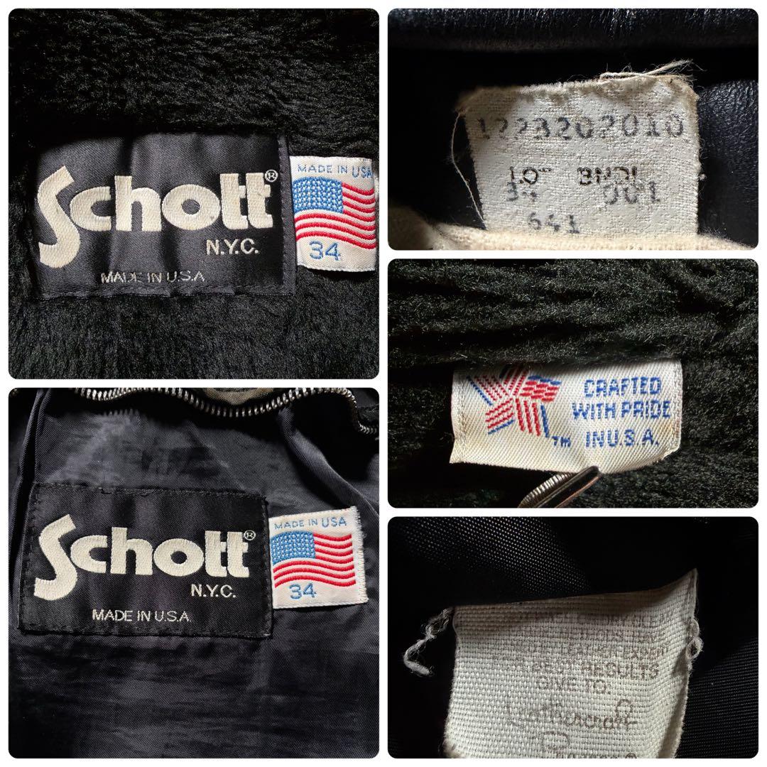 【米国製】schott ライダースジャケット　シングル　ブラック　本革　641