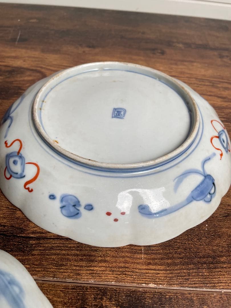 古伊万里 金蘭手柘榴図 七寸皿 二客　大皿/お皿/40/アンティーク