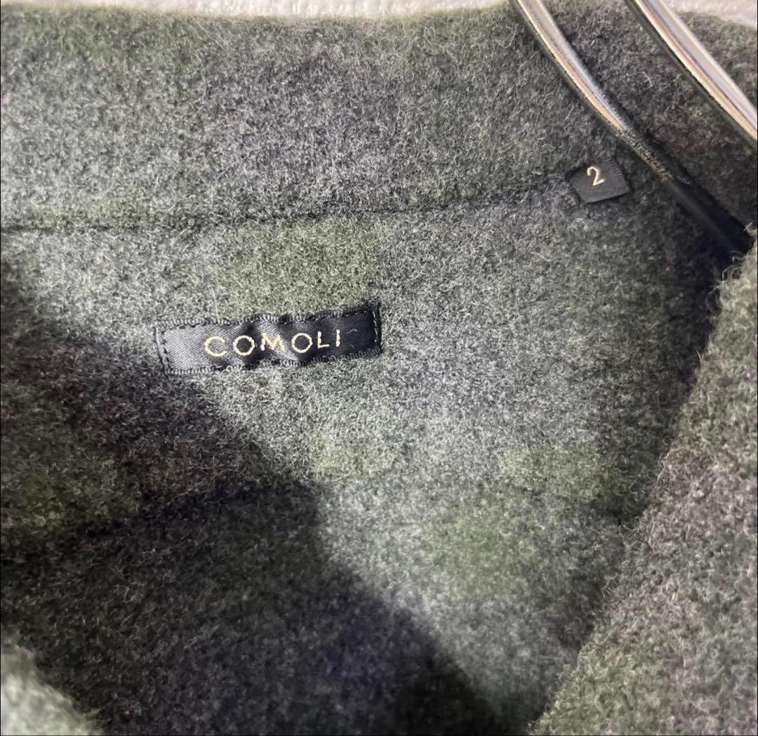 【値下げ中】参考定価約52800円COMOLIウールチェックオープンカラーシャツ