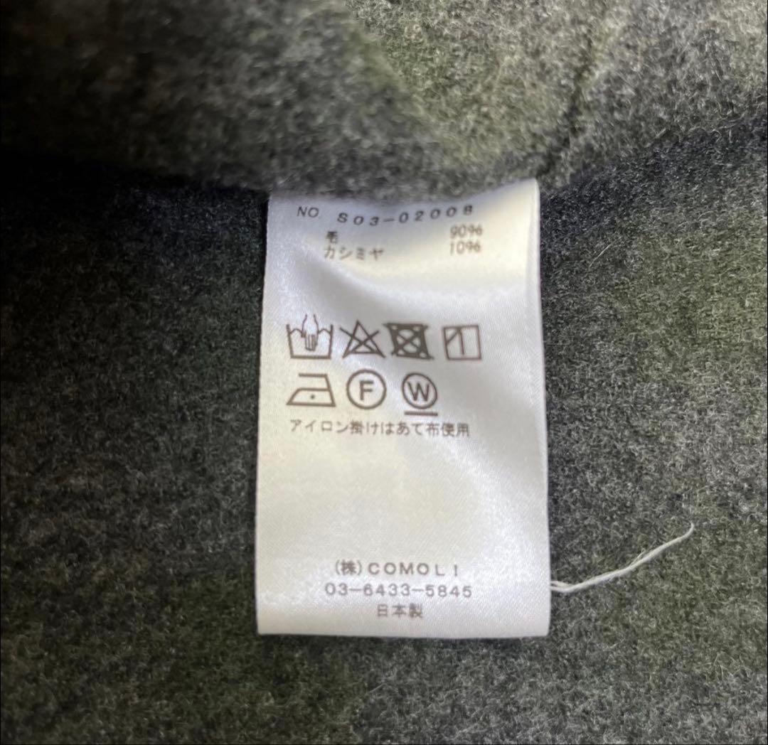 【値下げ中】参考定価約52800円COMOLIウールチェックオープンカラーシャツ