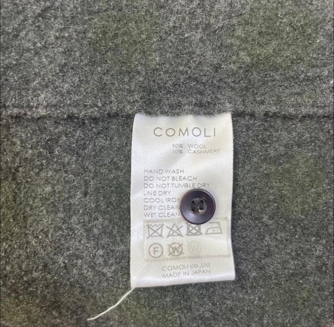 【値下げ中】参考定価約52800円COMOLIウールチェックオープンカラーシャツ