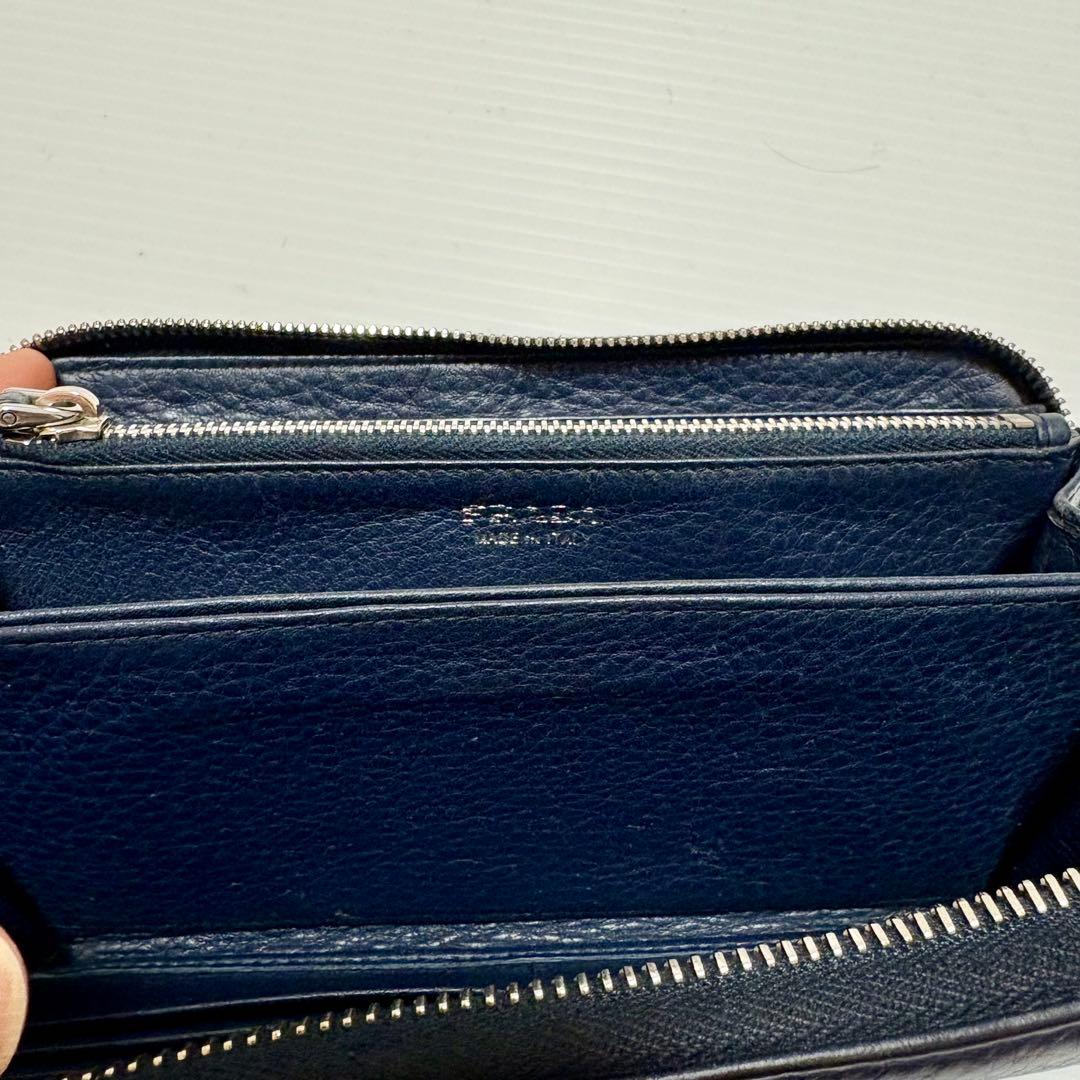 零*様 PRADA ネイビー レザー長財布