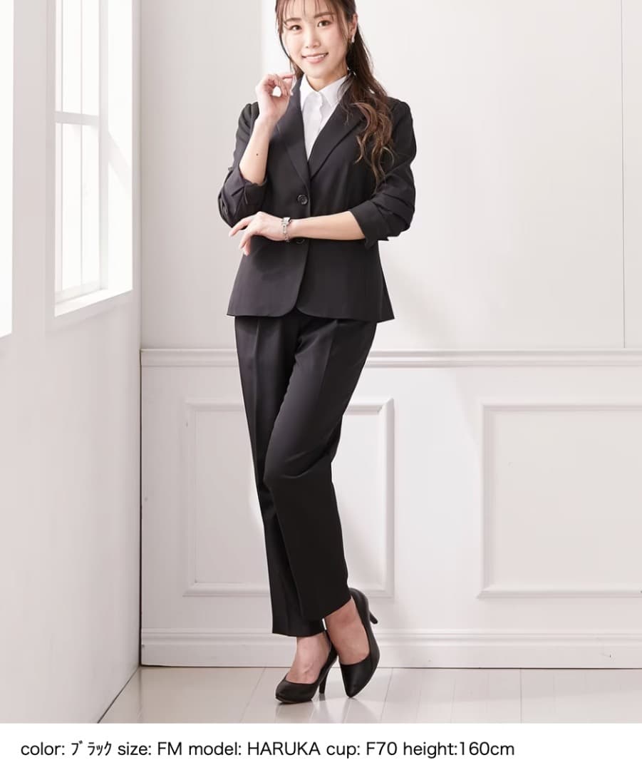 美品【大きい胸専用】RISPY 洗える ストレッチパンツスーツ（吸汗速乾）