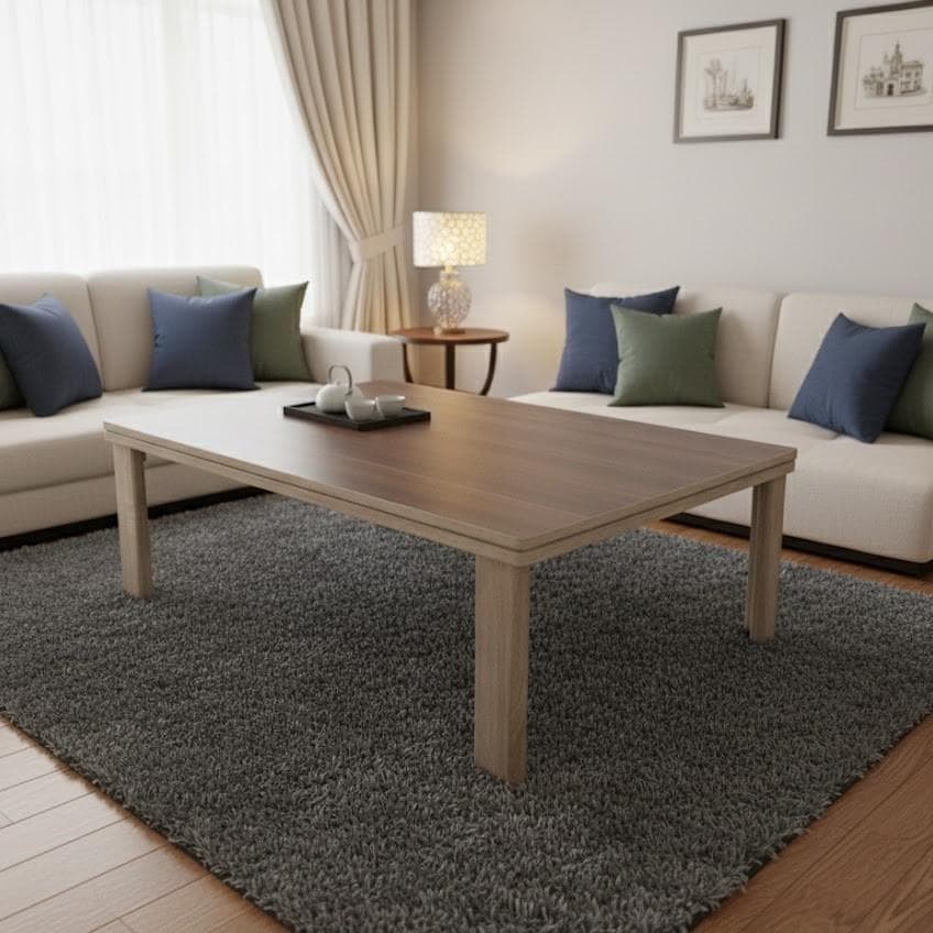 【新品】カジュアルこたつ　天板リバーシブル　折れ脚 長方形　アウトレット