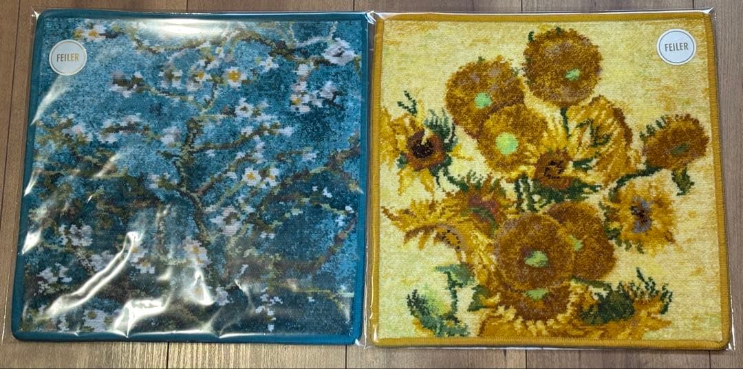 フェイラー　ハンカチ　ゴッホ　サンフラワーズ　アーモンド ブロッサム　2枚