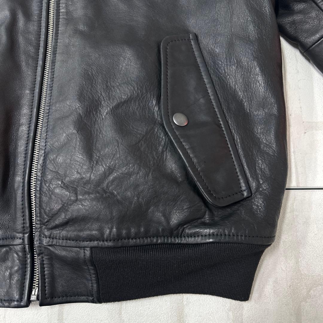 ギャップ OLD Gap 牛革 レザー ボンバー ジャケット L ブラック