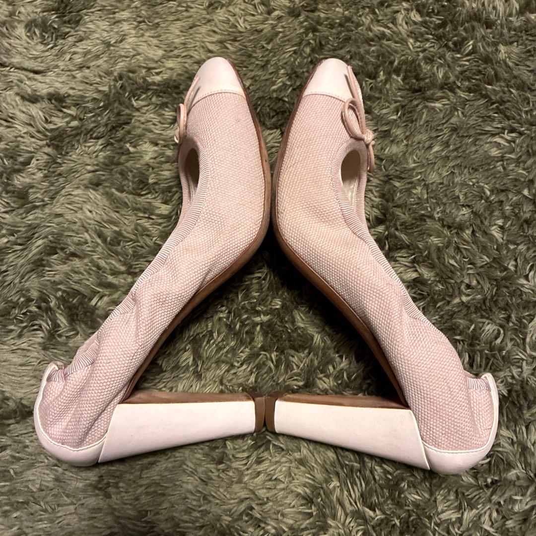 CHANEL ベビーピンク バレリーナ パンプス ヒール 37