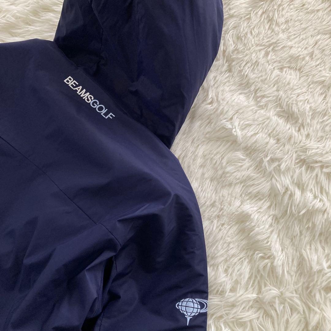 ビームスゴルフ ナイロンジャケット 中綿 S フード ネイビー ダブルジップ