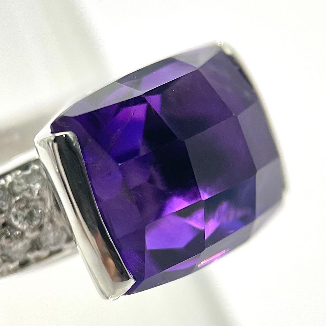 アメジスト リング ダイヤモンド プラチナ ダイヤ 指輪 Pt 16号 13号