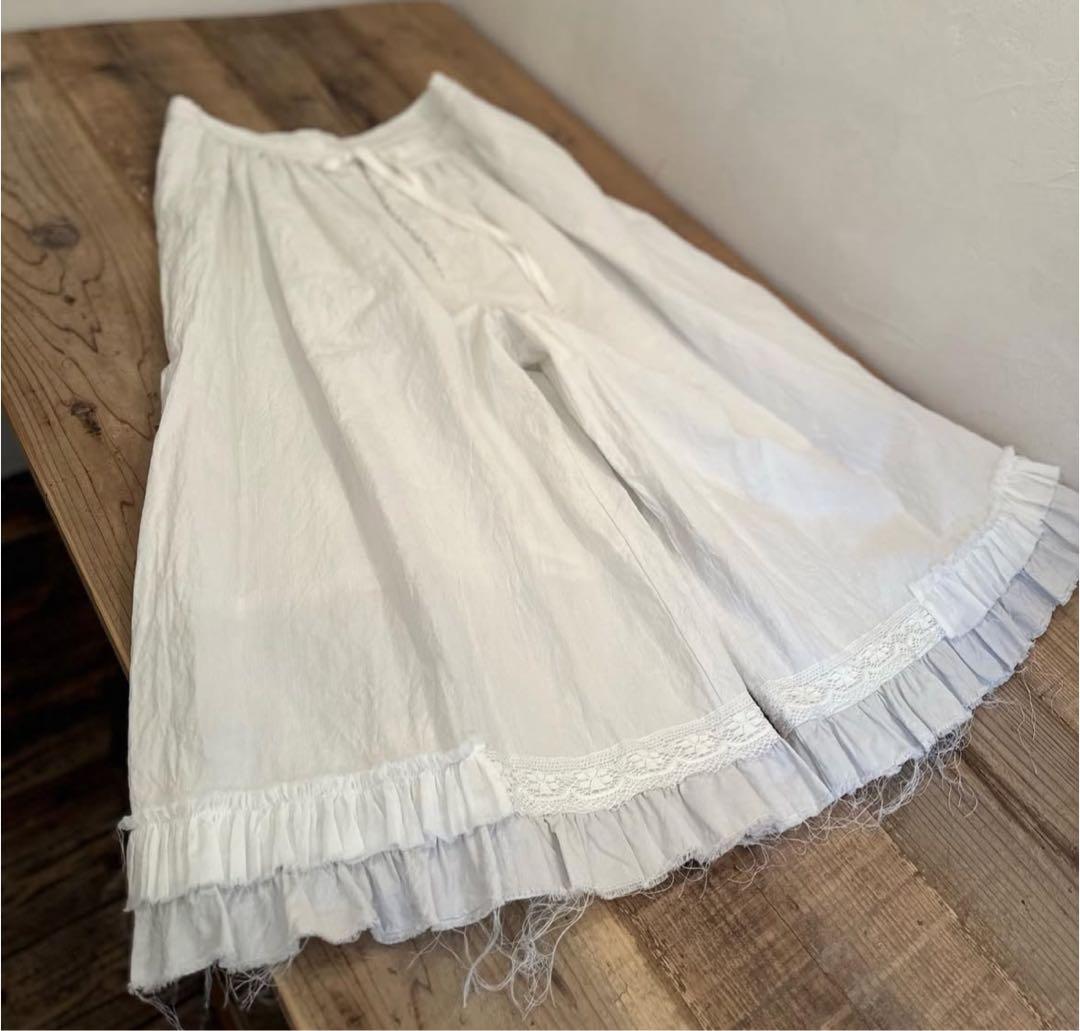 gasa フリルギャザーワイドパンツ