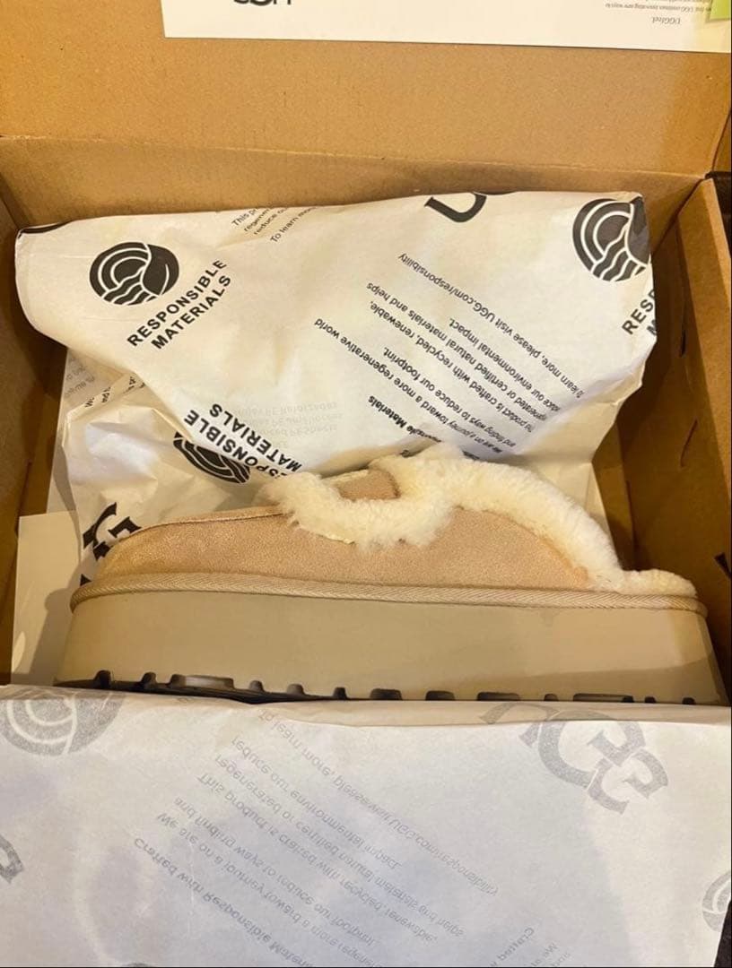 UGG アグ　ベージュ 厚底サボサンダル　ブーツ 25CM