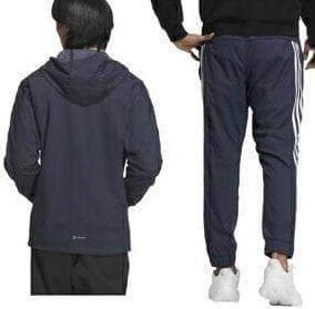 E2新品 XL アディダス adidas デニム風ウーブンセットアップ 上下 紺