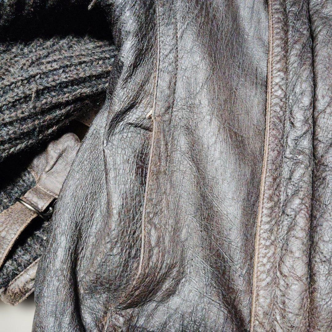 デザインよし希少古着ペレペレレザージャケットザックリ感最高