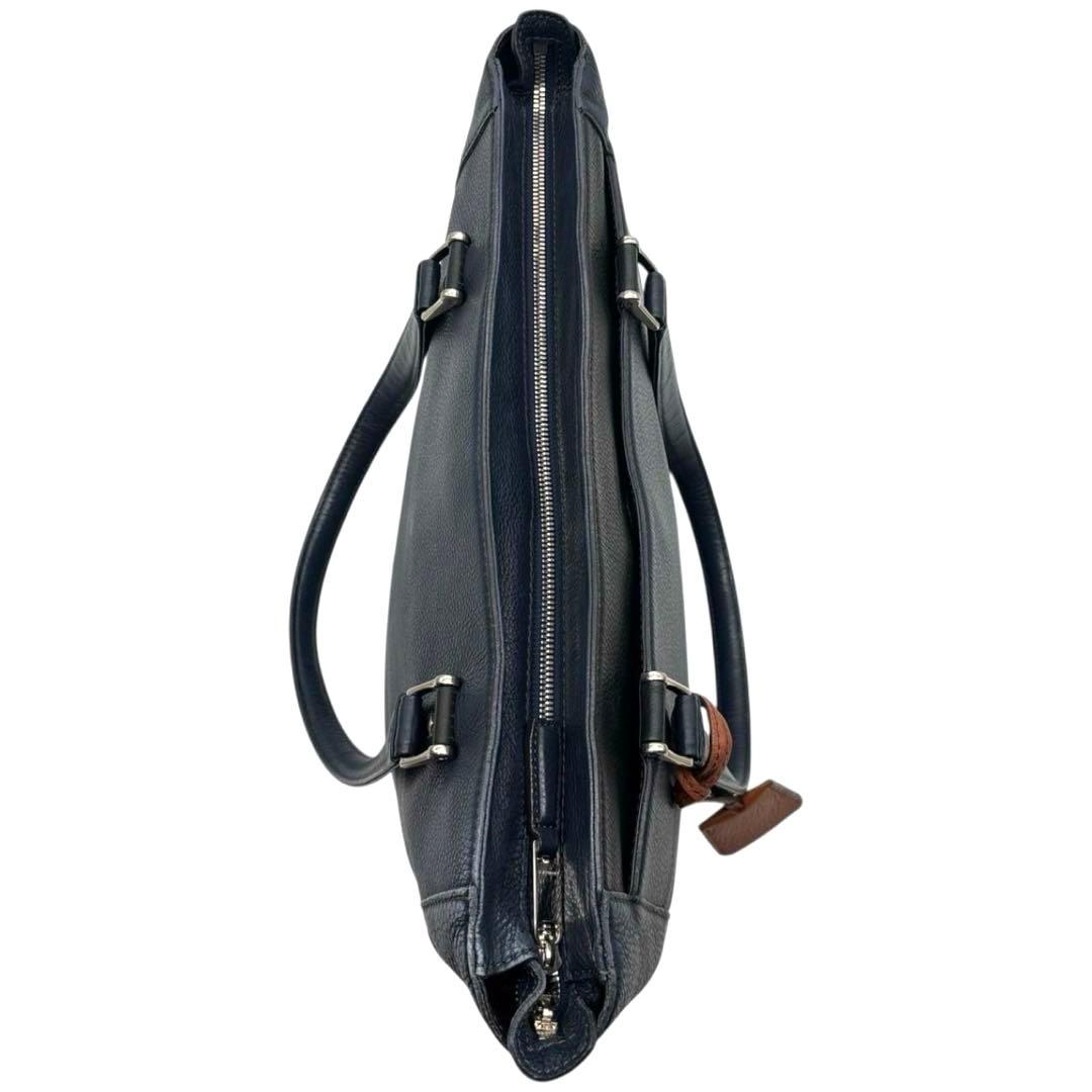 美品◎ フジタカ A4可 肩かけ可 トートバッグ ビジネス可 シボ革 ネイビー