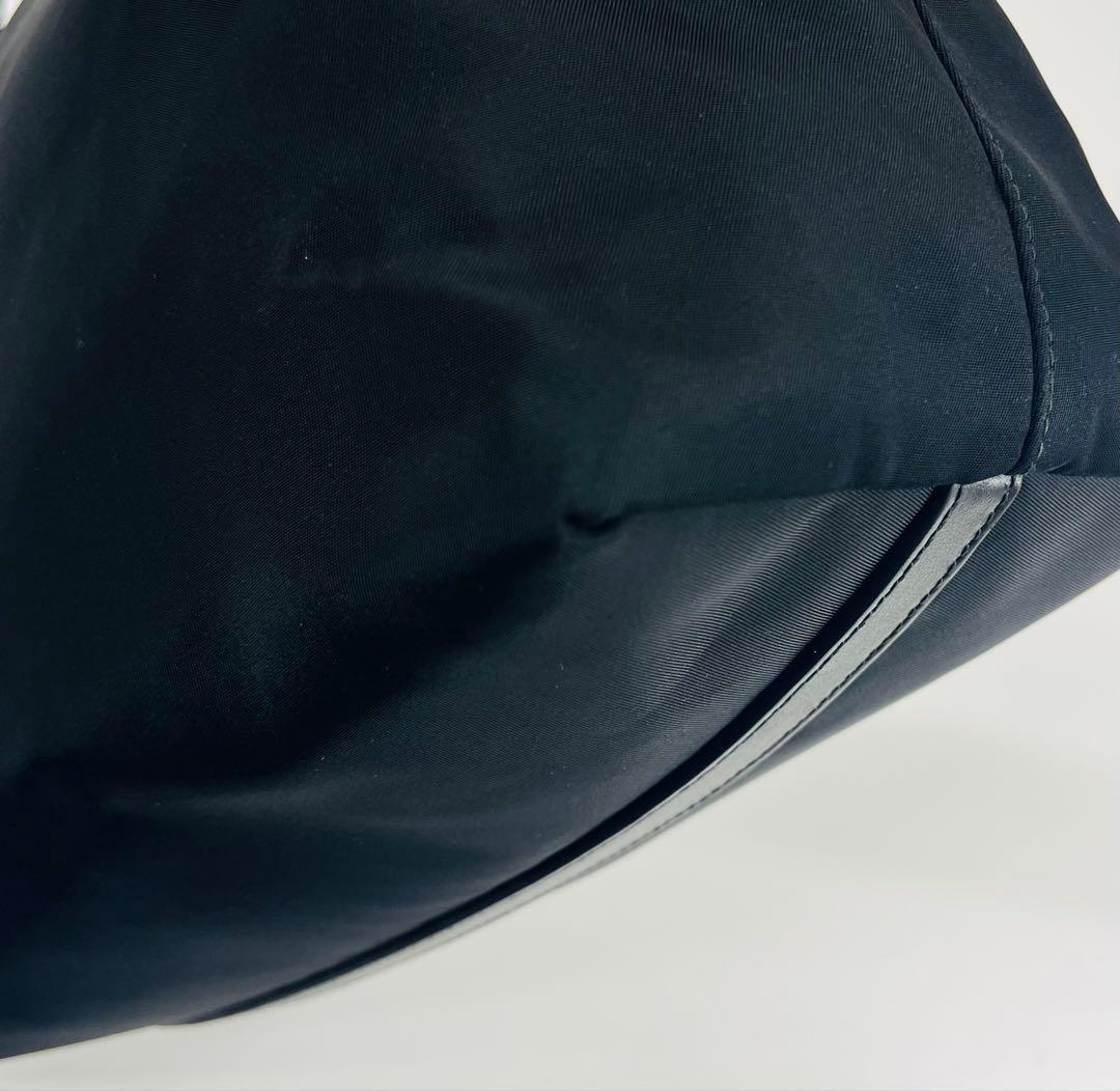 【美品】PRADA 黒 ナイロン レザー ハンドバッグ 2WAYショルダー付