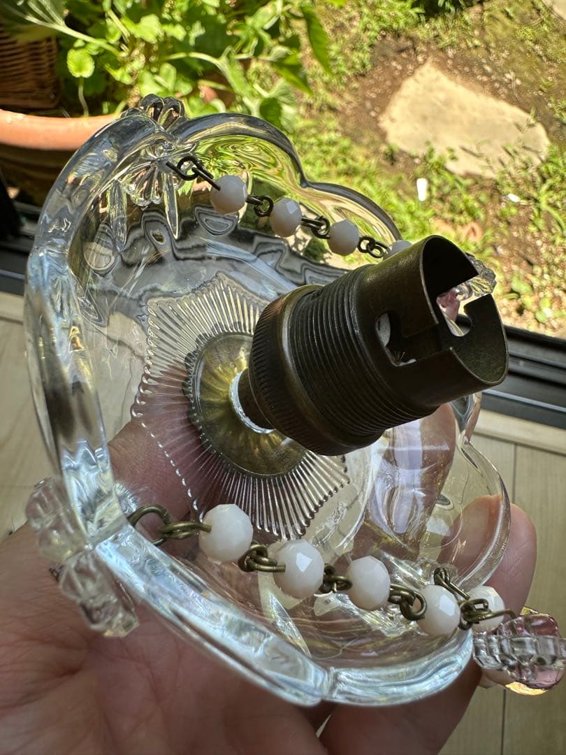 20's フランス アンティーク ピンクムラーノガラスの可愛いミニシャンデリア＊