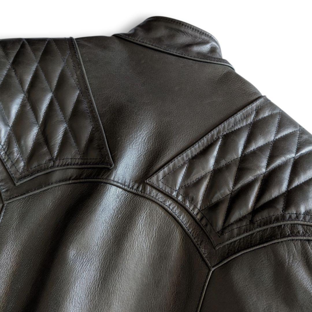 バークボックス 裏キルティング レザー ライダースジャケット 38 ブラック