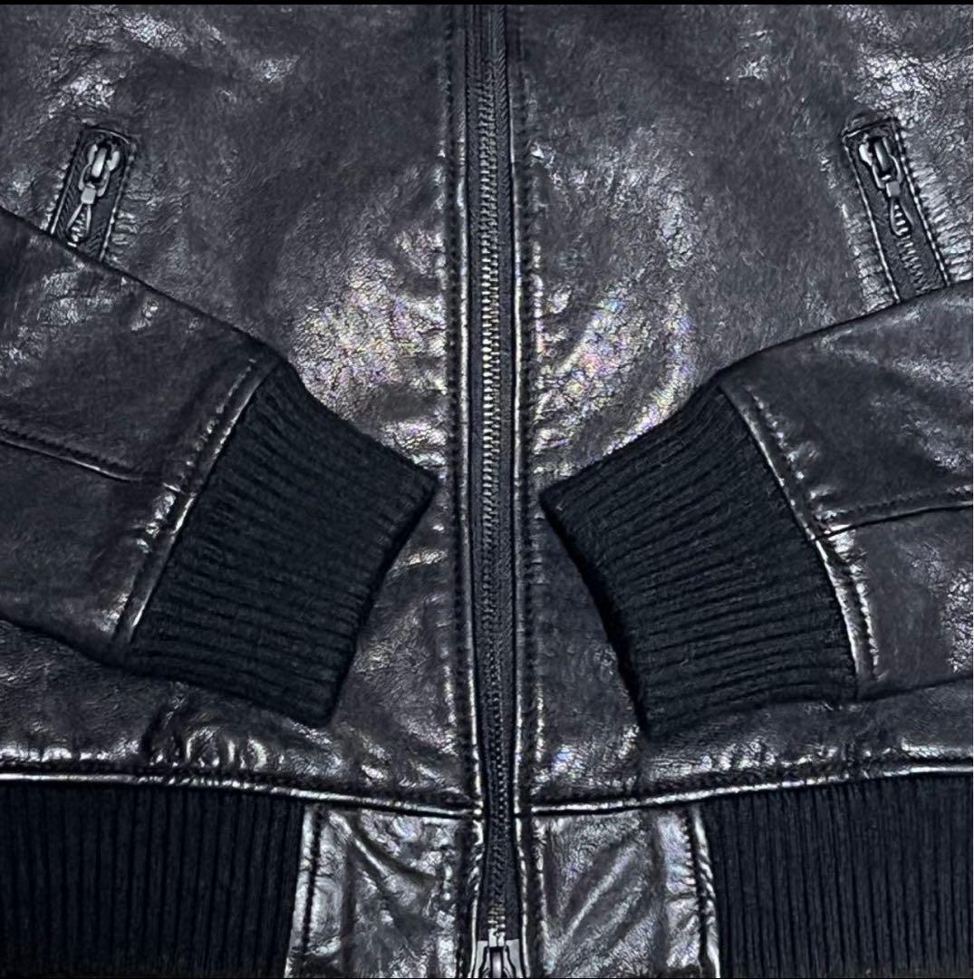 【美品】 ドンキーカラー WASHED レザージャケット ナノユニバース