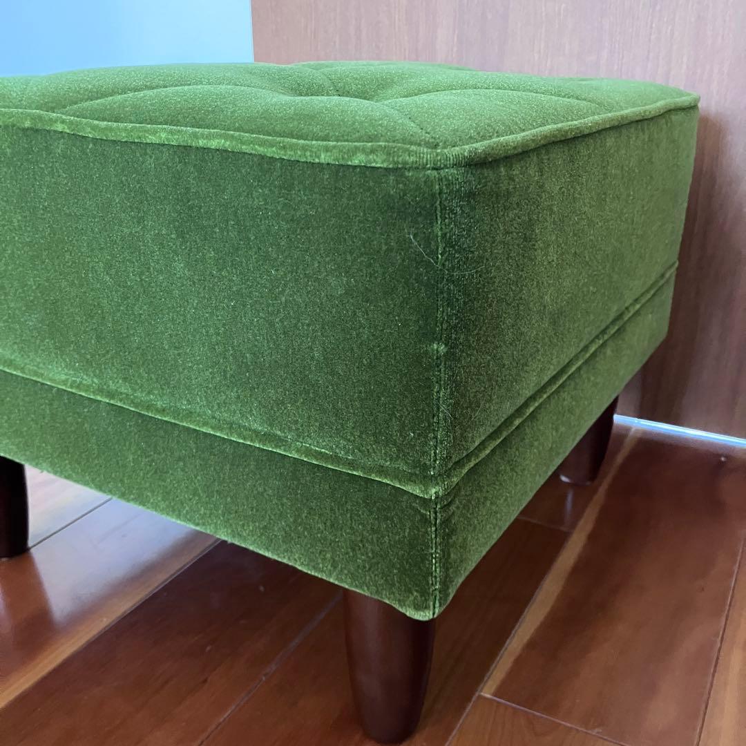 ✨美品✨カリモク60 モケットグリーン オットマン ウォールナット