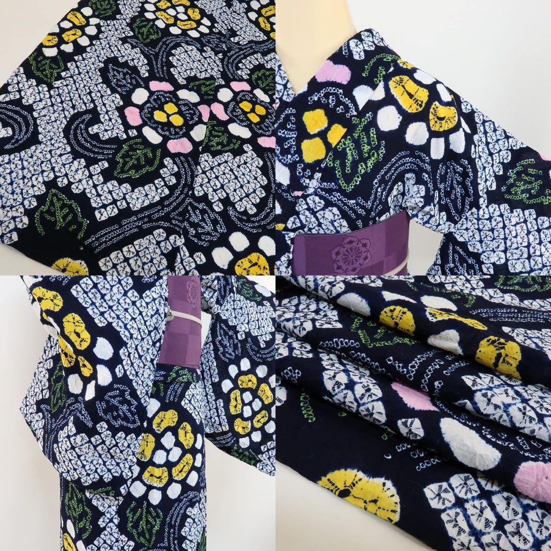 REON✺美品 有松鳴海絞り 手縫い仕立て 綿 高級浴衣 着物 A-430