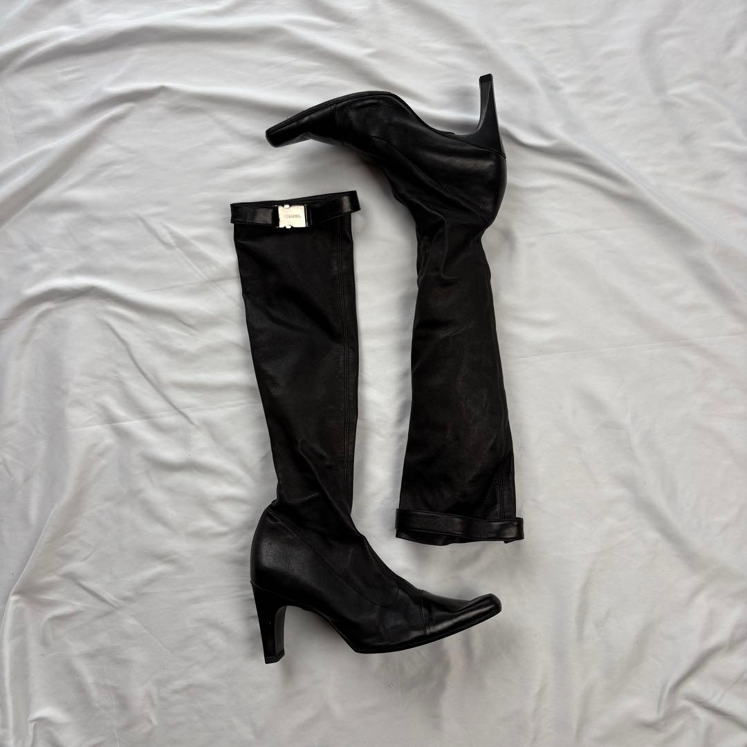 靴 00FW Chanel Knee-High Sock Boots