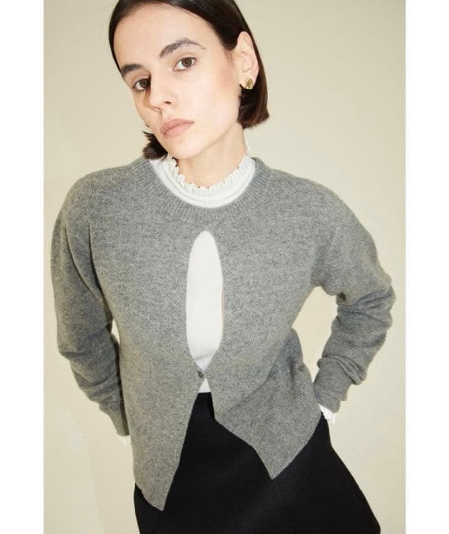 Suzu×CLANE W FACE CENTER SLIT KNIT TOPS