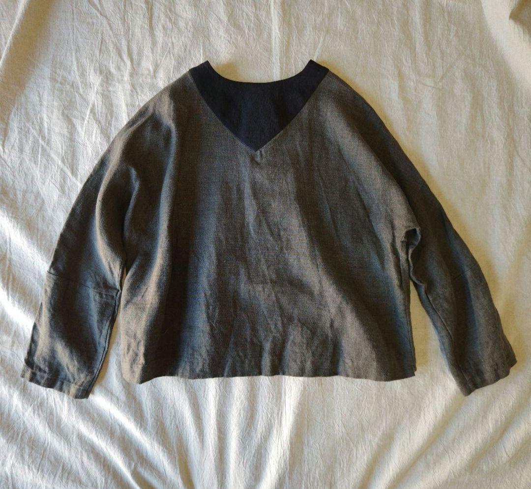 MAGALI マガリ ブラッシュドベルギーリネンカーディガン チャコール