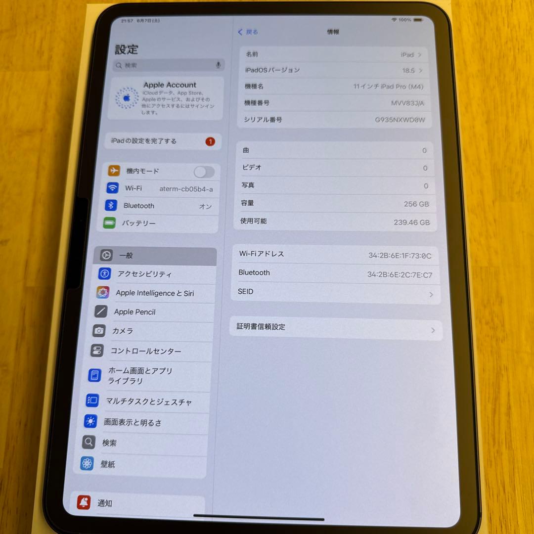 【限定保証残あり】11インチ iPad Pro(M4) Wi-Fi 256GB