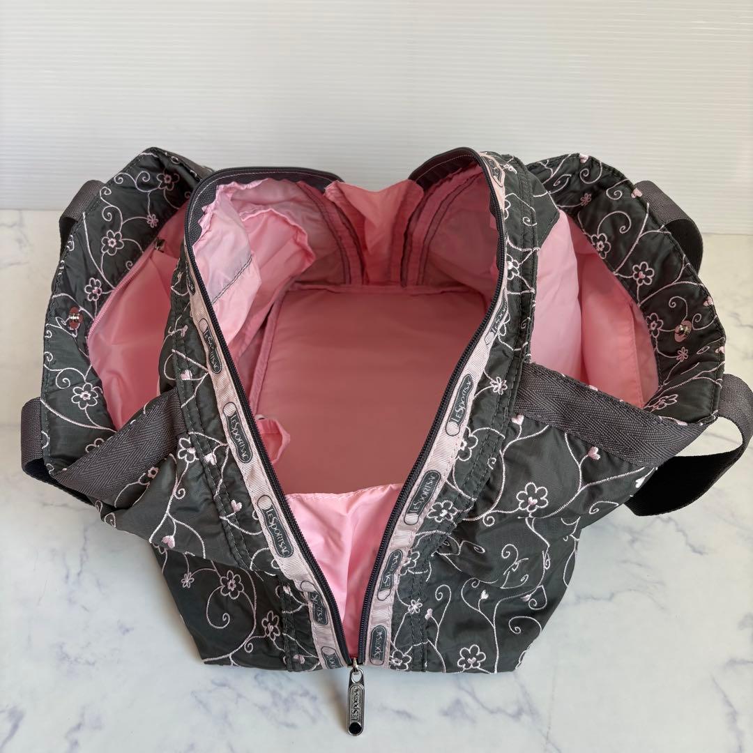 新品 レスポートサック ハワイ限定 グレー ヴァイン ハンドバッグ 刺繍