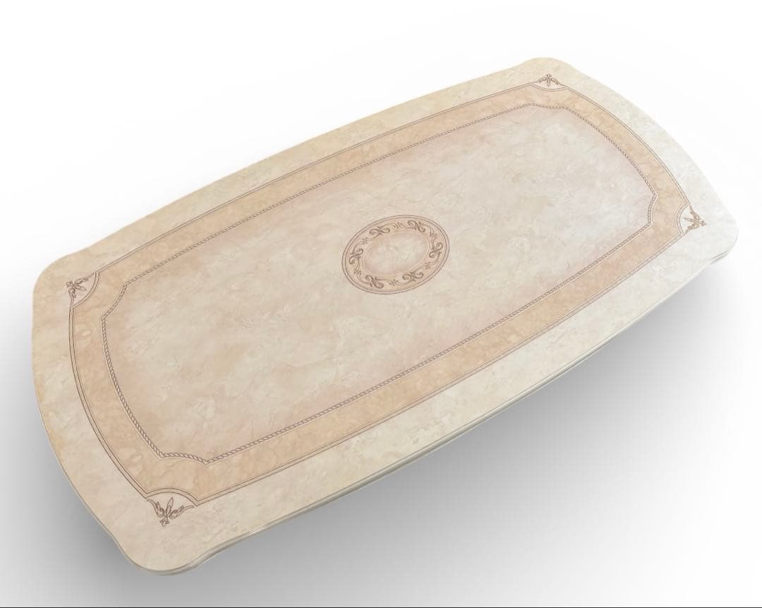 アマルフィ　ダイニングテーブル 大理石調 天板 クラシック 一本脚