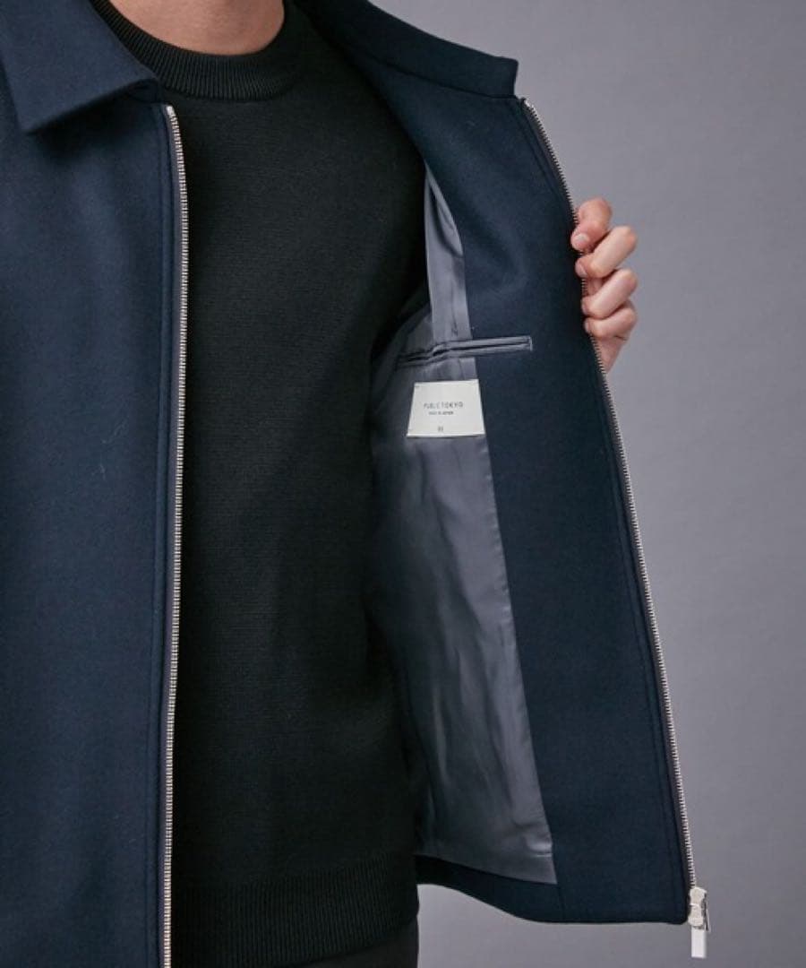 PUBLIC TOKYO Super140s メルトン ショートジップブルゾン