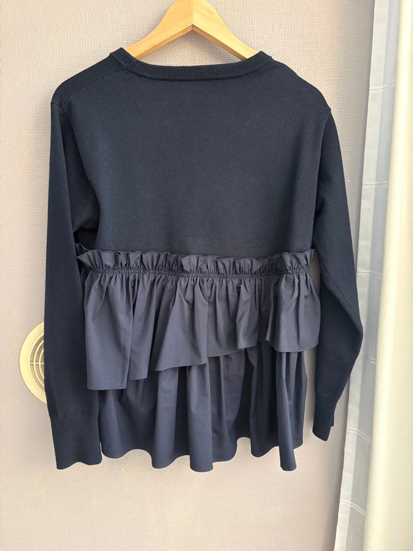 タフタ ドッキング ペプラム プルオーバー ニット ウォッシャブル