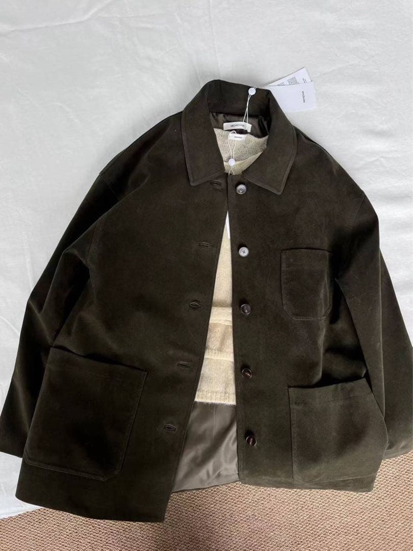 MONOHA suede work ジャケット ダークグリーン