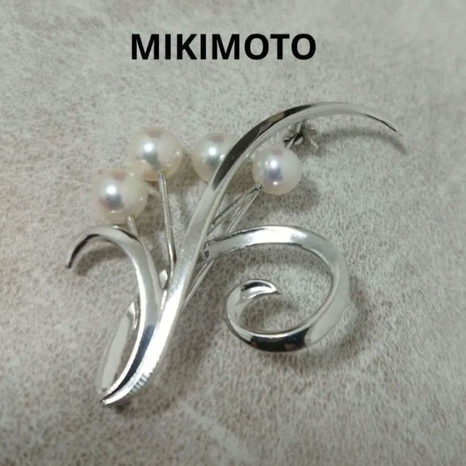 極美品 MIKIMOTO ミキモト パール ブローチ シルバー フォーマル