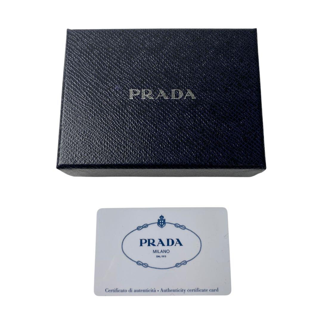 美品 プラダ PRADA 4連 キーケース 三角ロゴプレート ブラック