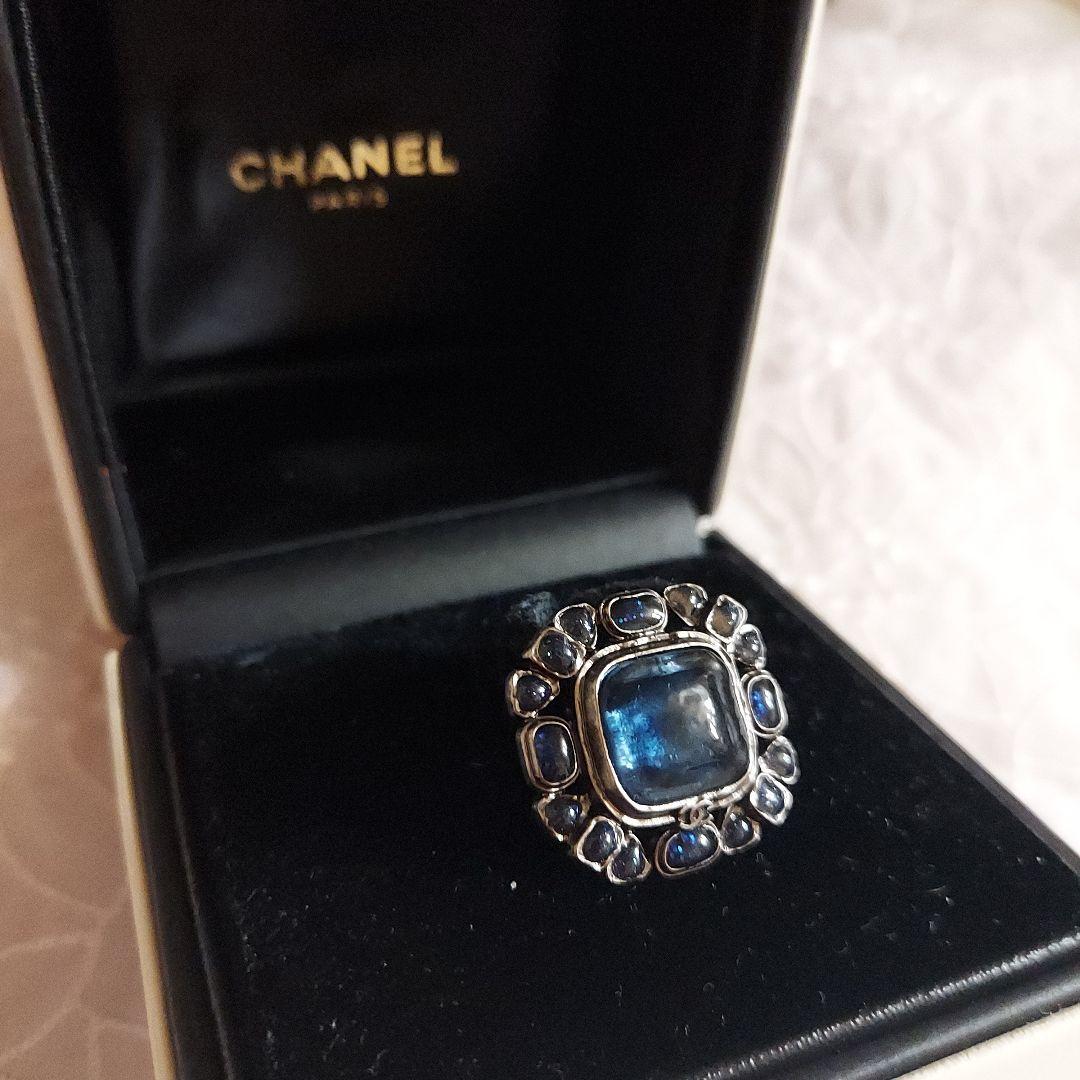 初売りセールCHANELボタン　グリポア大粒　超希少ブルー×アンティークシルバー