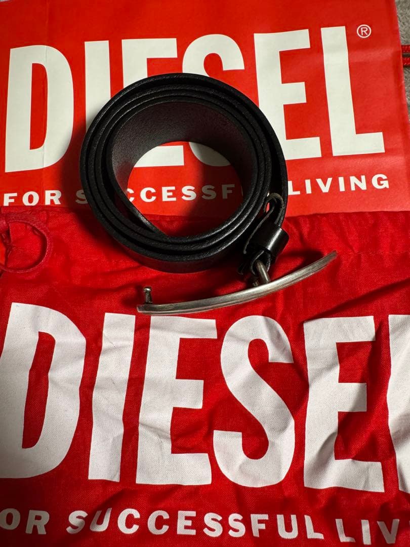 DIESEL 黒 レザー ベルト 85/34