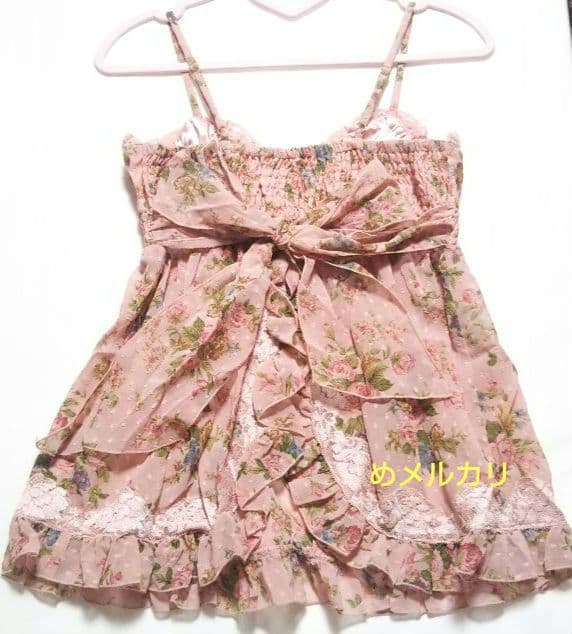 LIZ LISA リズリサ 花柄キャミソール チュニック ピンク 薔薇 リボン