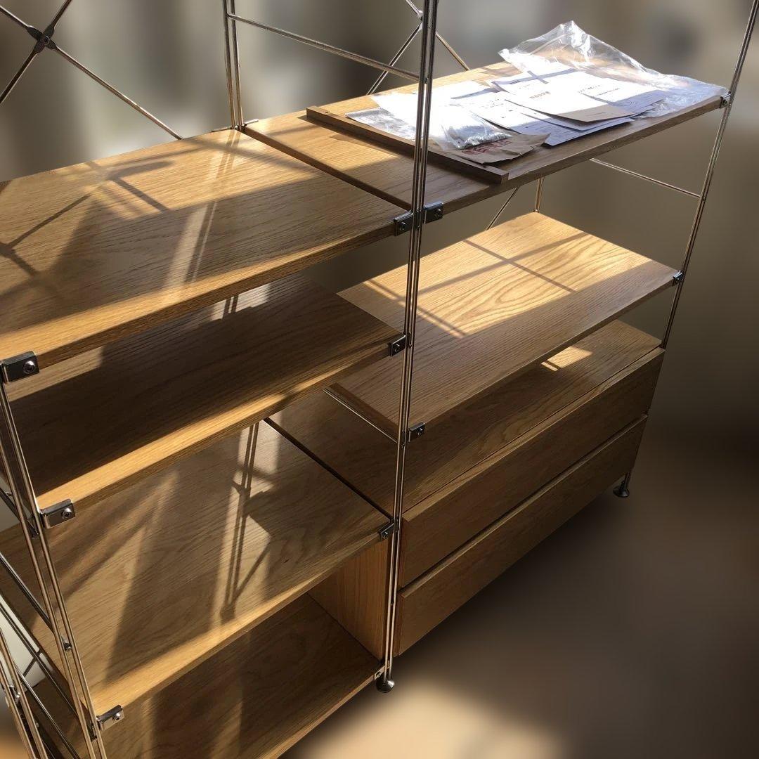 オクユキ！　無印良品 ステンレスユニットシェルフ・オーク材・引出し付